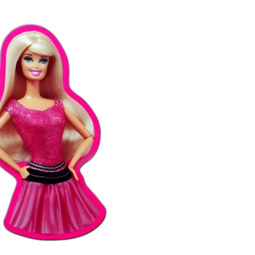 dress, 3d render, barbie, doll, pink, stands, amidst, canvas transparent PNG cut-out