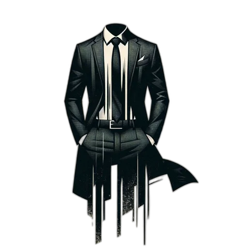 jacket, dress, concept art, 3d render, comic book art, pixel art, dark, monochrome transparent PNG cut-out