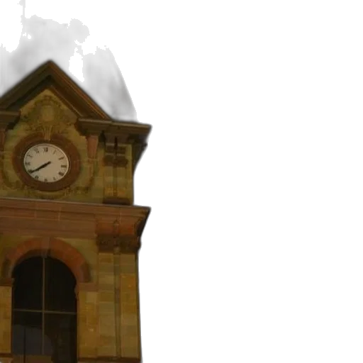 building, 3d render, photorealistic, clock, tower, dark, sky, background transparent PNG cut-out