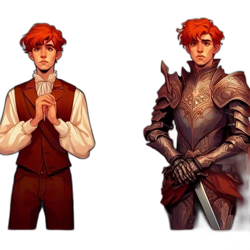 concept art, fantasy art, pixel art, comic book art, red, earth tones, golden, dark transparent PNG cut-out