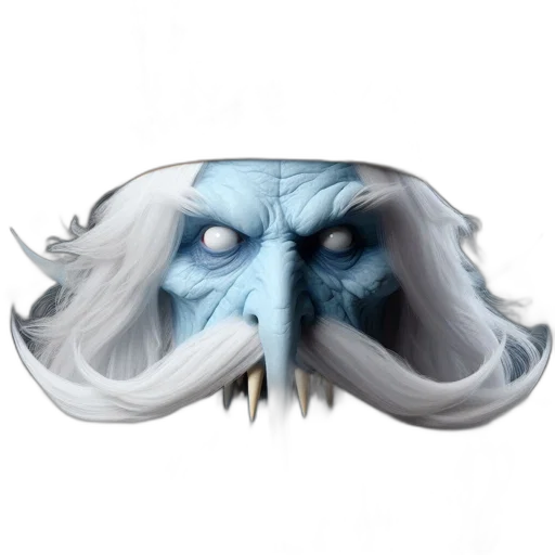 mask, face, creature, hair, concept art, fantasy art, 3d render, photorealistic transparent PNG cut-out