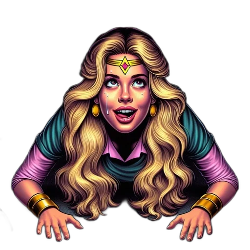 comic book art, cartoon, pixel art, concept art, illustrated, woman, blonde, wavy transparent PNG cut-out