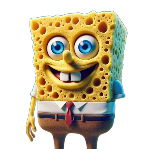 food, creature, animal, face, 3d render, concept art, photorealistic, spongebob transparent PNG cut-out