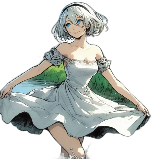 dress, staff, flower, weapon, concept art, pixel art, watercolor, anime transparent PNG cut-out