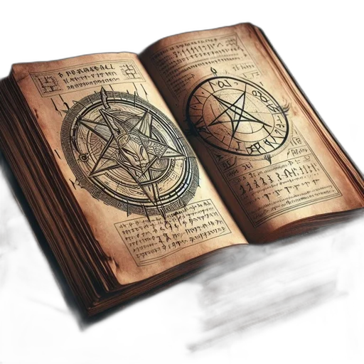 weapon, concept art, fantasy art, 3d render, photorealistic, ancient, leather-bound, book transparent PNG cut-out