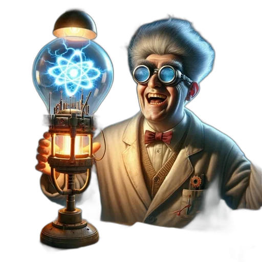 staff, concept art, comic book art, cartoon, fantasy art, excited, scientist, lab transparent PNG cut-out