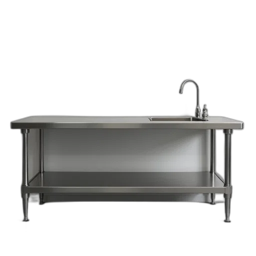 furniture, 3d render, equipment, required, used, stainless, steel, workben transparent PNG cut-out