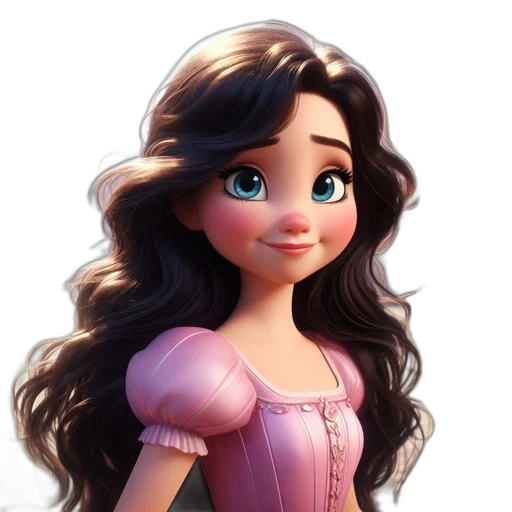dress, face, crown, hair, 3d render, cartoon, photorealistic, concept art transparent PNG cut-out