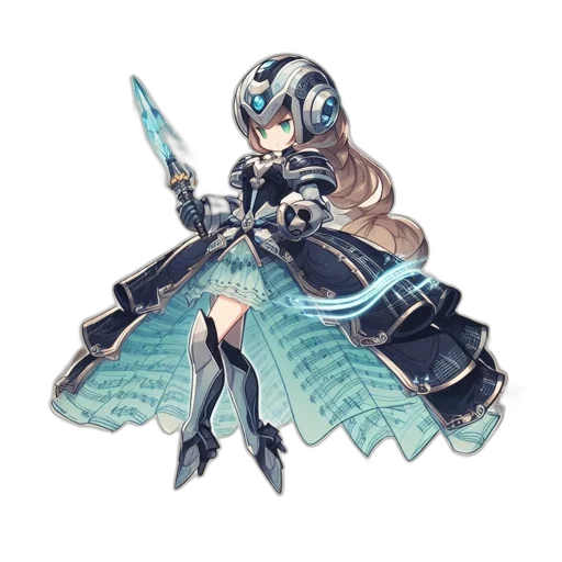 weapon, sword, staff, robot, concept art, fantasy art, pixel art, anime transparent PNG cut-out