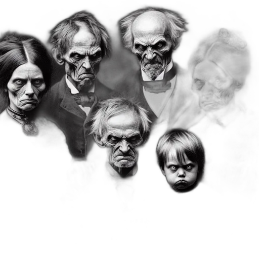 mask, face, concept art, photorealistic, pencil sketch, comic book art, group, portrait transparent PNG cut-out