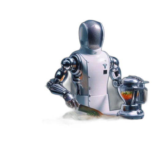 robot, 3d render, concept art, cyberpunk, dimly, lit, kitchen, robotic transparent PNG cut-out
