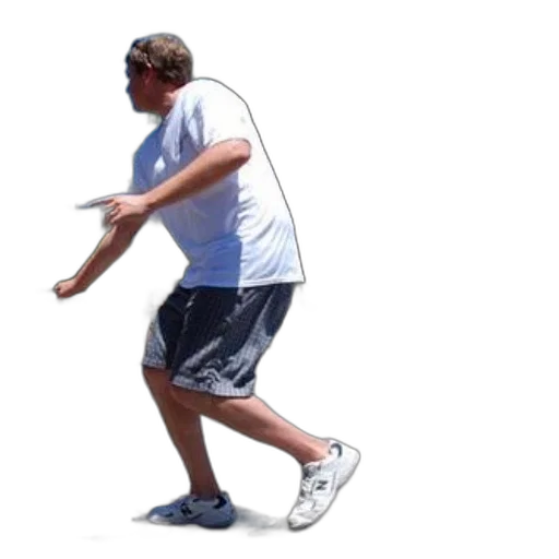 shoes, creature, animal, man, white, shirt, shorts, playing transparent PNG cut-out