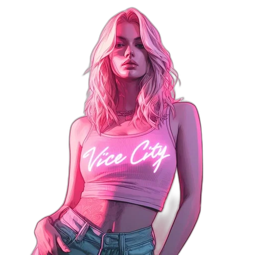 dress, jacket, face, vaporwave, concept art, cyberpunk, pixel art, neon lights transparent PNG cut-out