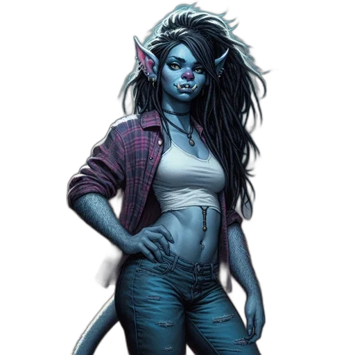 creature, concept art, comic book art, fantasy art, photorealistic, blue, unconventional, figure transparent PNG cut-out