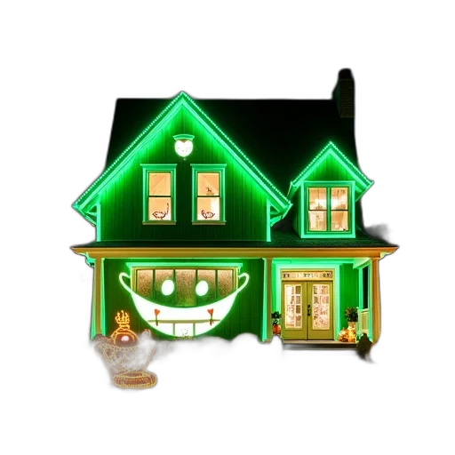 3d render, concept art, photorealistic, green, house, white, color, scheme transparent PNG cut-out