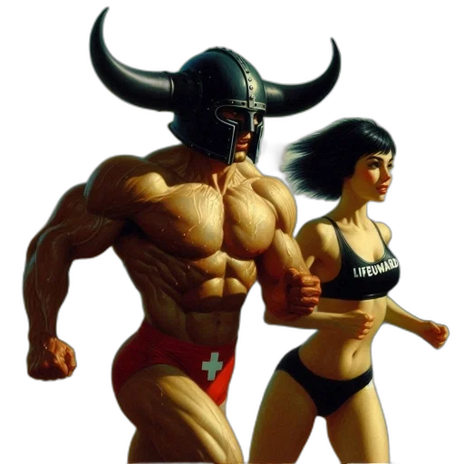 creature, weapon, concept art, comic book art, fantasy art, photorealistic, muscular, man transparent PNG cut-out