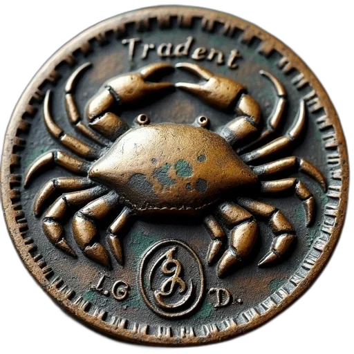jewelry, crown, close-up, image, weathered, bronze, coin, detailed transparent PNG cut-out