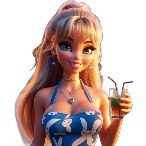 dress, 3d render, concept art, cartoon, fantasy art, animated, female, character transparent PNG cut-out