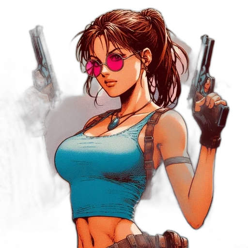 weapon, cyberpunk, comic book art, concept art, pixel art, blue, animated, female transparent PNG cut-out
