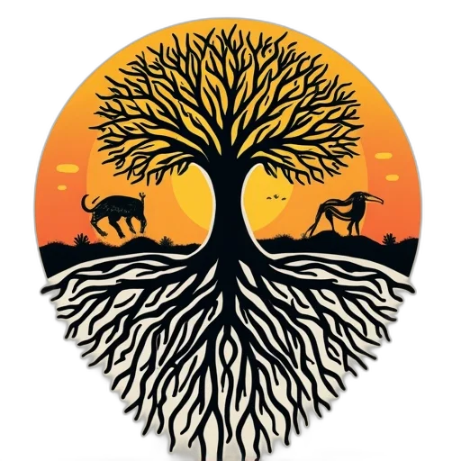 tree, animal, fantasy art, concept art, watercolor, pixel art, forest, sunset transparent PNG cut-out