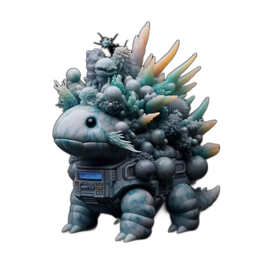 dragon, creature, staff, robot, concept art, fantasy art, 3d render, pixel art transparent PNG cut-out