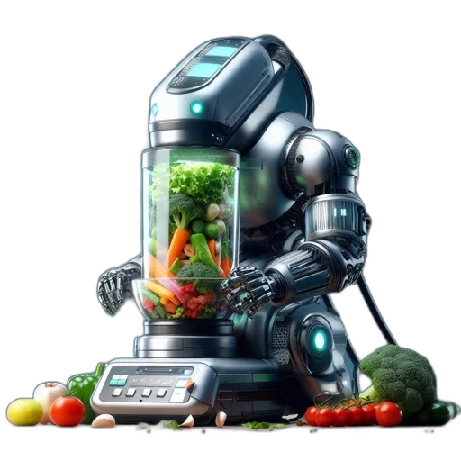 robot, food, weapon, concept art, pixel art, photorealistic, 3d render, outer space transparent PNG cut-out