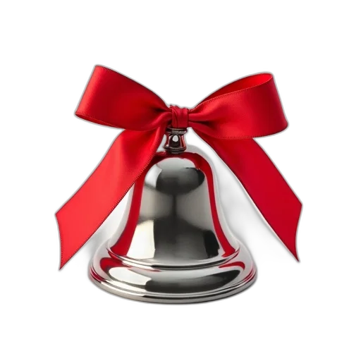 jewelry, crown, 3d render, shiny, silver, bell, red, ribbon transparent PNG cut-out