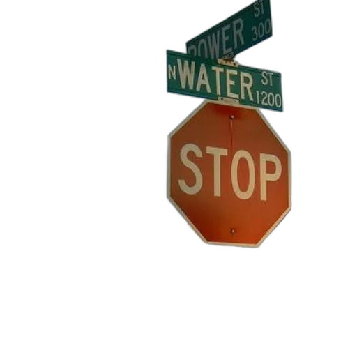 3d render, photorealistic, city street, stop, sign, intersection, water, power transparent PNG cut-out