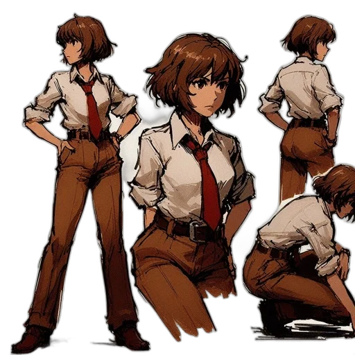 jacket, staff, weapon, concept art, anime, comic book art, cartoon, earth tones transparent PNG cut-out