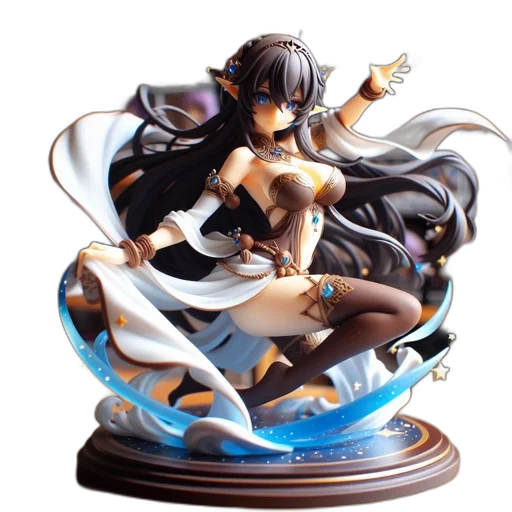concept art, fantasy art, 3d render, elaborate, figurine, animated, female, character transparent PNG cut-out