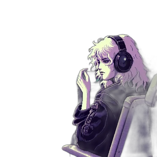 jacket, face, vaporwave, concept art, anime, watercolor, pastel, monochrome transparent PNG cut-out