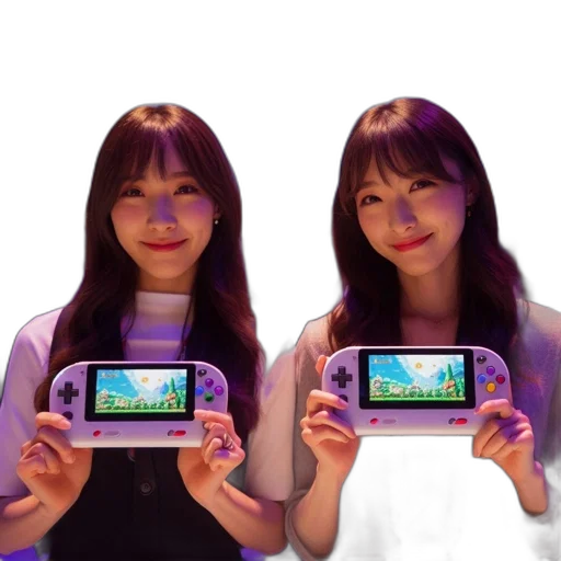 3d render, photorealistic, pixel art, concept art, two, women, both, long transparent PNG cut-out