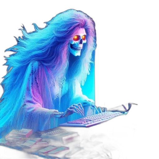 creature, mask, robot, hair, vaporwave, concept art, fantasy art, cyberpunk transparent PNG cut-out