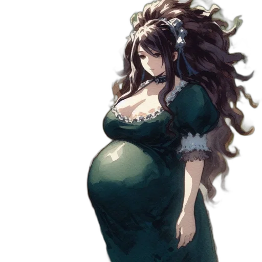 dress, crown, dragon, concept art, fantasy art, pixel art, anime, green transparent PNG cut-out