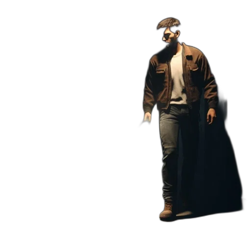 jacket, hat, mask, weapon, concept art, 3d render, photorealistic, comic book art transparent PNG cut-out