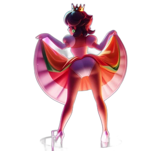 crown, dress, concept art, 3d render, fantasy art, pixel art, pastel, animated transparent PNG cut-out