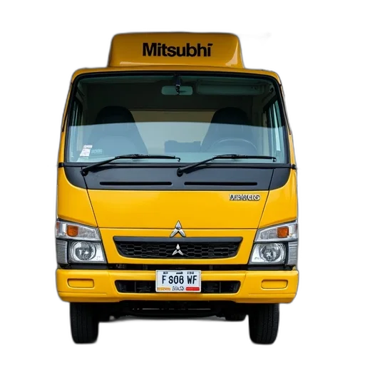 car, staff, photorealistic, 3d render, yellow, mitsubishi, truck, parked transparent PNG cut-out