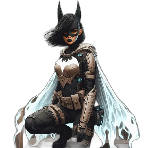comic book art, concept art, fantasy art, pixel art, dark, monochrome, blue, female transparent PNG cut-out