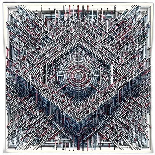 robot, cyberpunk, outer space, intricate, circular, maze, geometric, patterns transparent PNG cut-out