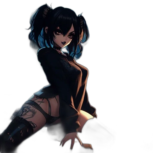 dress, anime, concept art, fantasy art, comic book art, neon lights, blue, dark transparent PNG cut-out