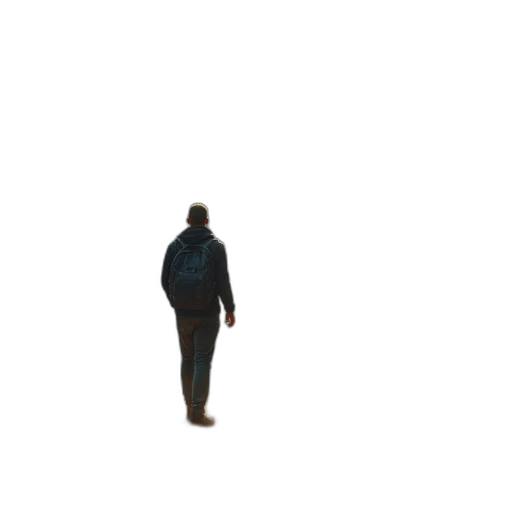 jacket, staff, robot, creature, 3d render, pixel art, concept art, photorealistic transparent PNG cut-out