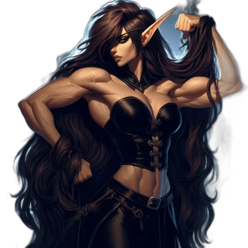 hair, comic book art, fantasy art, concept art, anime, elven, woman, pointed transparent PNG cut-out