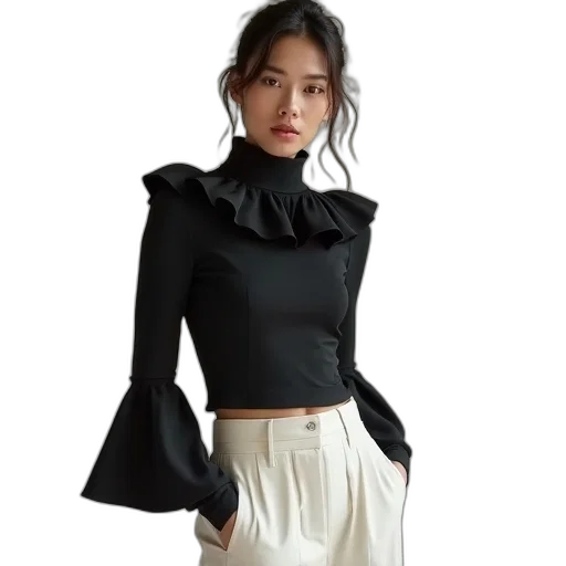 jacket, dress, monochrome, dark, earth tones, woman, wearing, modern transparent PNG cut-out