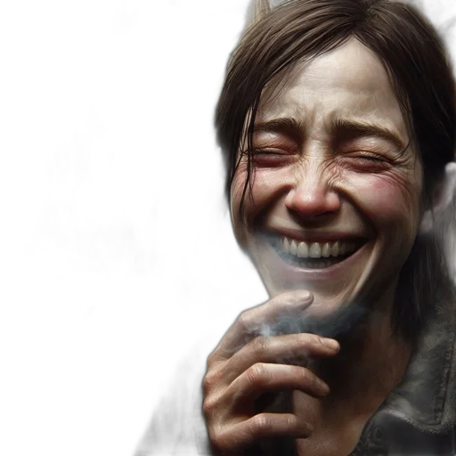 face, mask, photorealistic, concept art, 3d render, comic book art, woman, laughs transparent PNG cut-out