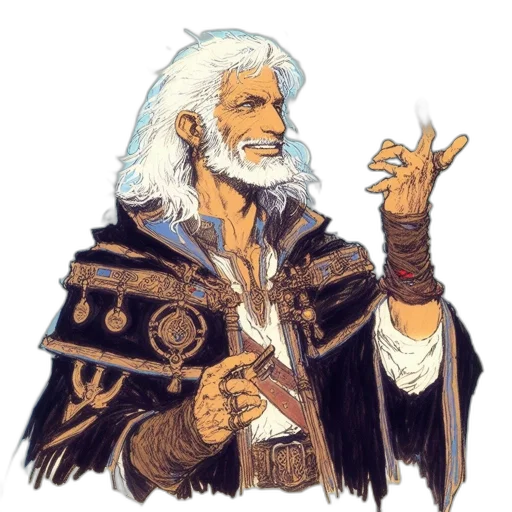 staff, dragon, fantasy art, concept art, pixel art, comic book art, elderly, man transparent PNG cut-out