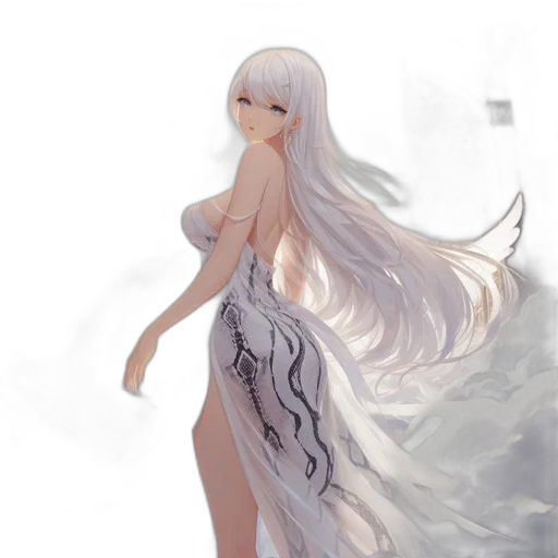 dress, creature, hair, dragon, fantasy art, concept art, pixel art, anime transparent PNG cut-out
