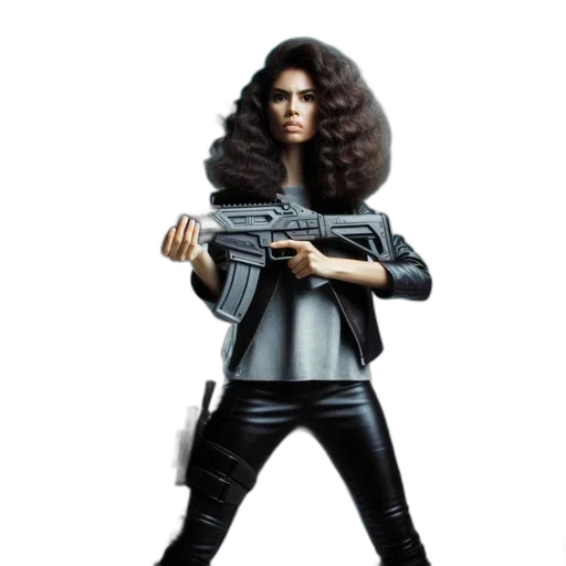 hair, weapon, jacket, concept art, comic book art, photorealistic, sci-fi, landscape transparent PNG cut-out