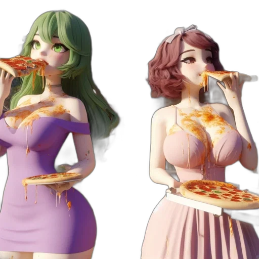 food, dress, concept art, 3d render, anime, fantasy art, pastel, green transparent PNG cut-out