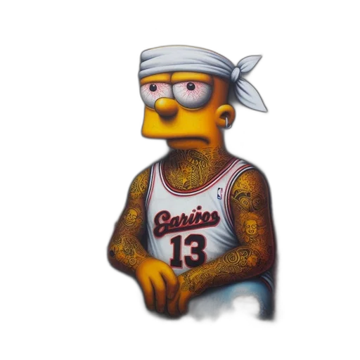 cartoon, pixel art, 3d render, concept art, mural, features, bart, simpson transparent PNG cut-out
