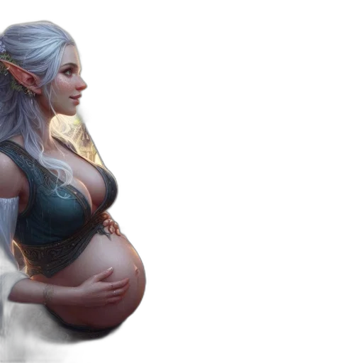 fantasy art, concept art, 3d render, photorealistic, pastel, blue, expectant, elven transparent PNG cut-out